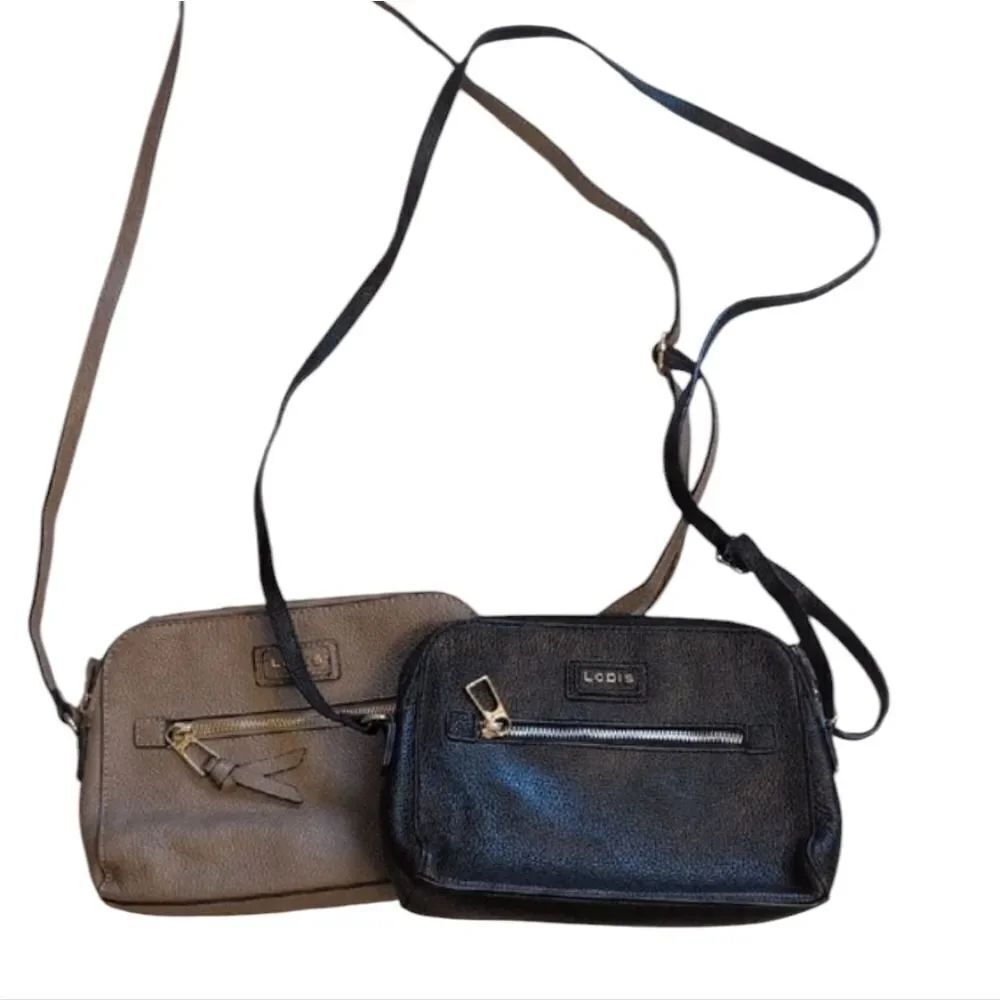 Lot Of 2 Lodis Charlotte Crossbody BagโBlack And Taupe Leather